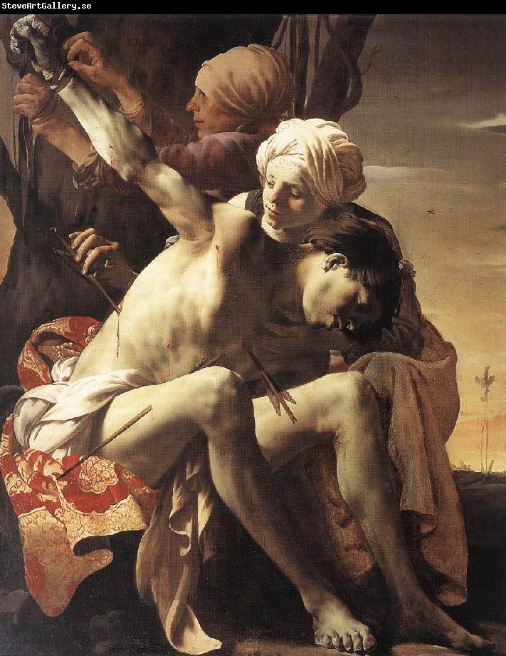 TERBRUGGHEN, Hendrick St Sebastian Tended by Irene and her Maid rt